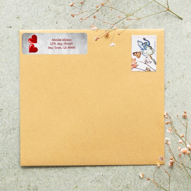 Red Valentine Hearts Return Adresse Label (Red Valentine Hearts Return Address Label)