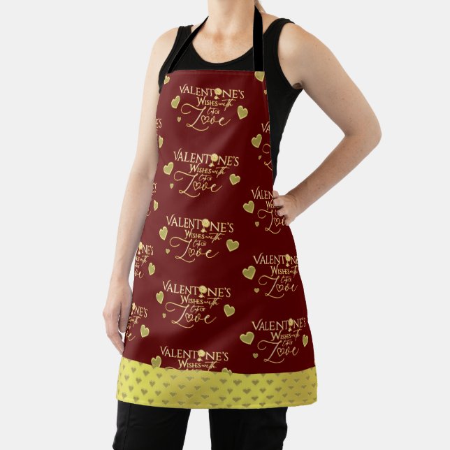 Red Valentine's Day Calligraphy Apron (Insitu)