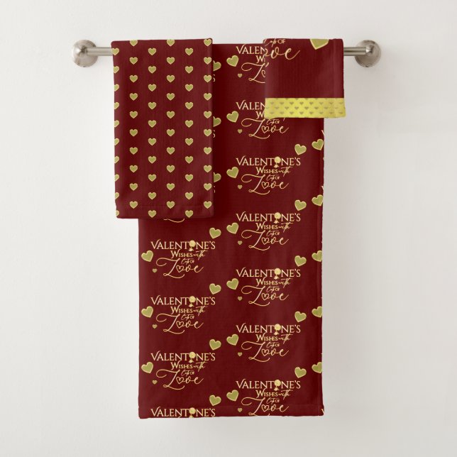 Red Valentine's Day Calligraphy Bath Towel Set (Insitu)
