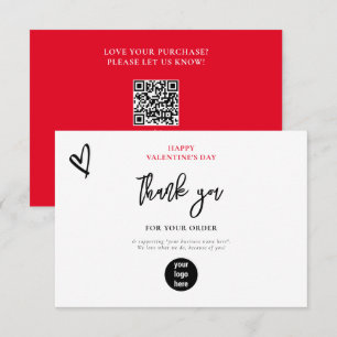 Red Valentine's Day Heart Business Thank You Logo  Card