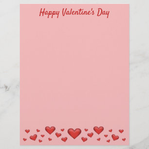 Red Valentine's Day Hearts & Custom Text Letterhead