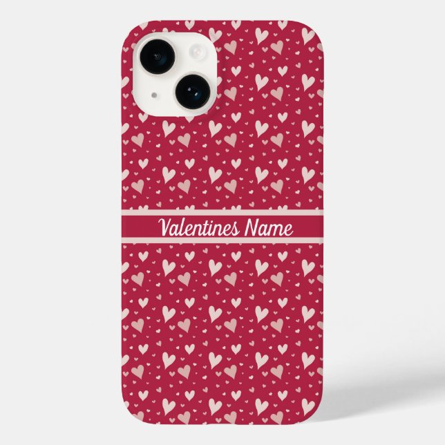 Red Valentines day hearts iPhone case (Back)