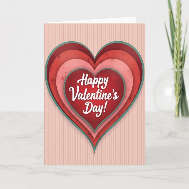 Red Valentines Day Love Heart Card (Front)