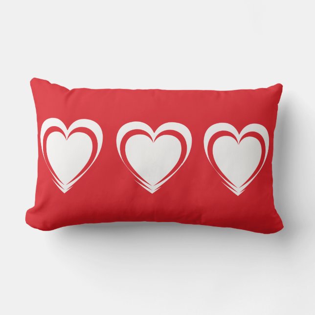 Red Valentine's Day Pillow with white hearts (Front)