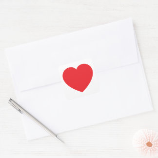 Red Valentines Heart Square Sticker