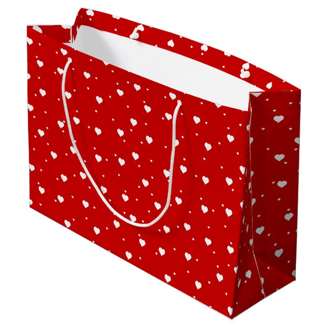 Red Valentines hearts pattern Large Gift Bag (Back Angled)
