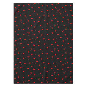 Red valentines Hearts Pattern on Black Tablecloth