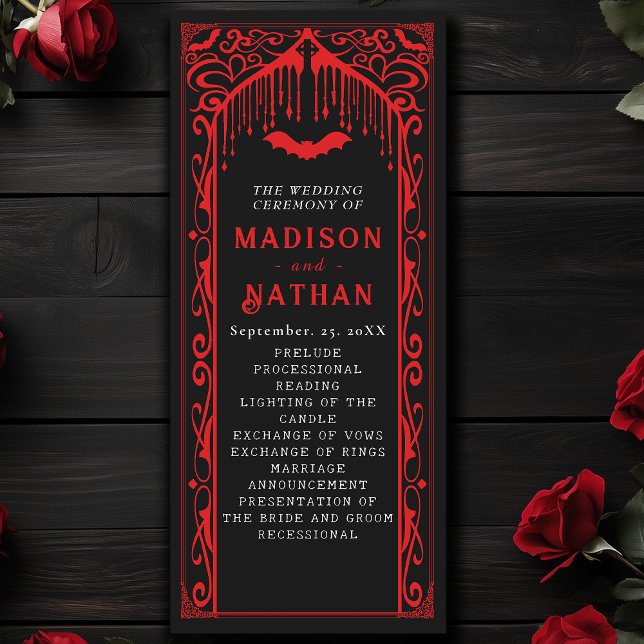 Red Vampire Cathedral Gothic Wedding Program (Creator Uploaded)