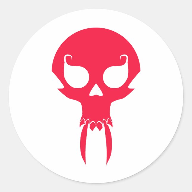 RED VAMPIRE SKULL CLASSIC ROUND STICKER (Front)