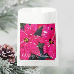 Red Variegated Poinsettias Christmas Floral Favour Bag
