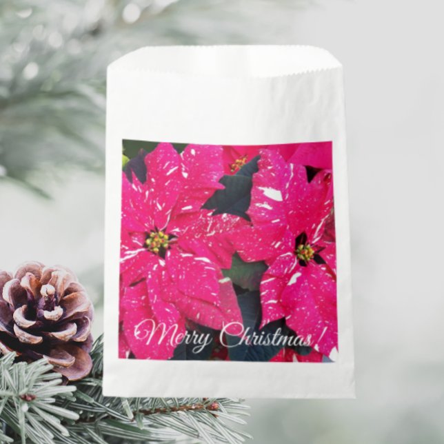 Red Variegated Poinsettias Christmas Floral Favour Bag (In Situ Holiday)