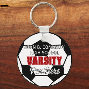 Red Varsity Soccer Custom High School Keychain