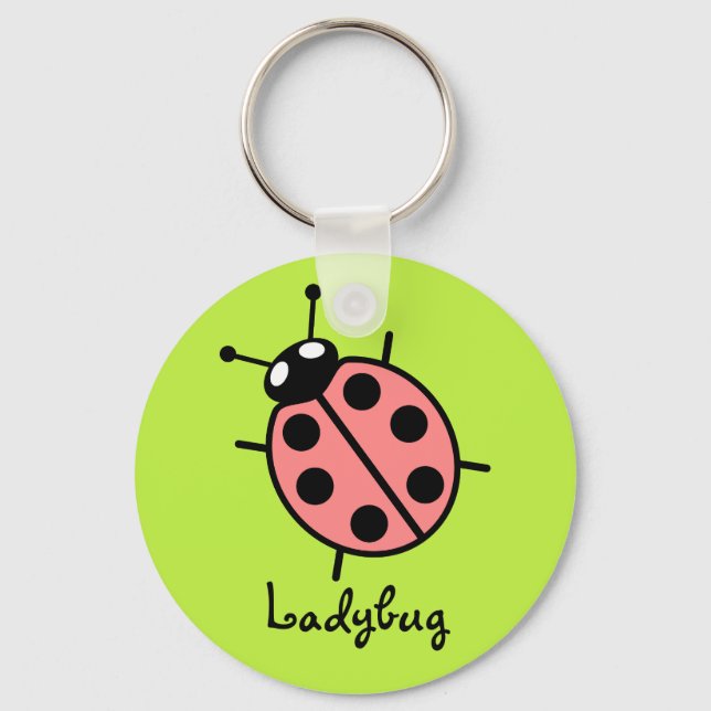 Red Vector Ladybug (Green Background) Keychain (Front)