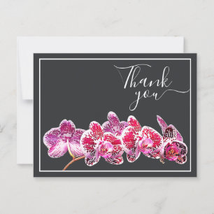 Red Veined Orchid Against Grey Backdrop Thank You Postcard