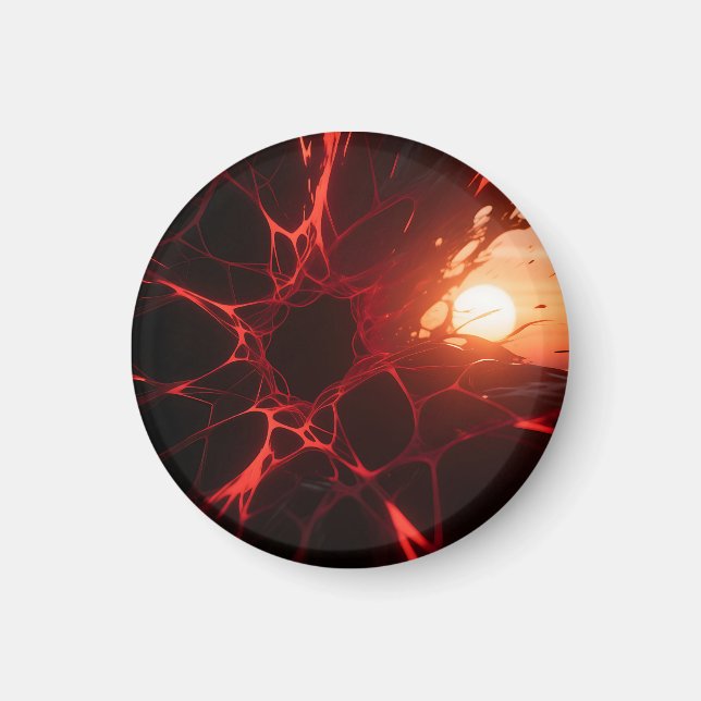 Red Veins Sunset Abyss Magnet (Front)