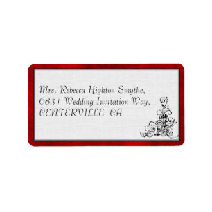 Red Velvet, Black Flourish Wedding Label