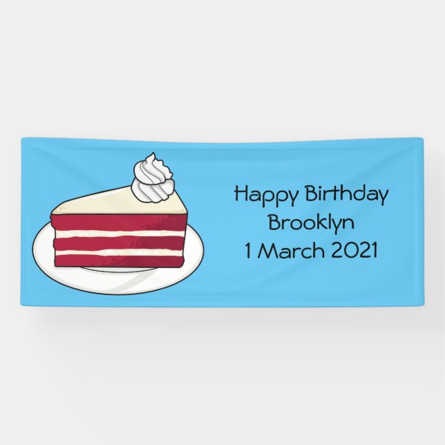 Red velvet cake cartoon illustration banner (Horizontal)