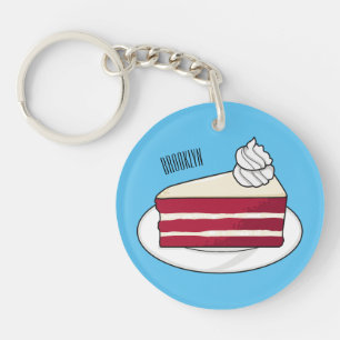 Red velvet cake cartoon illustration keychain