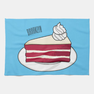 Red velvet cake cartoon illustration kitchen towel