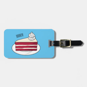 Red velvet cake cartoon illustration luggage tag