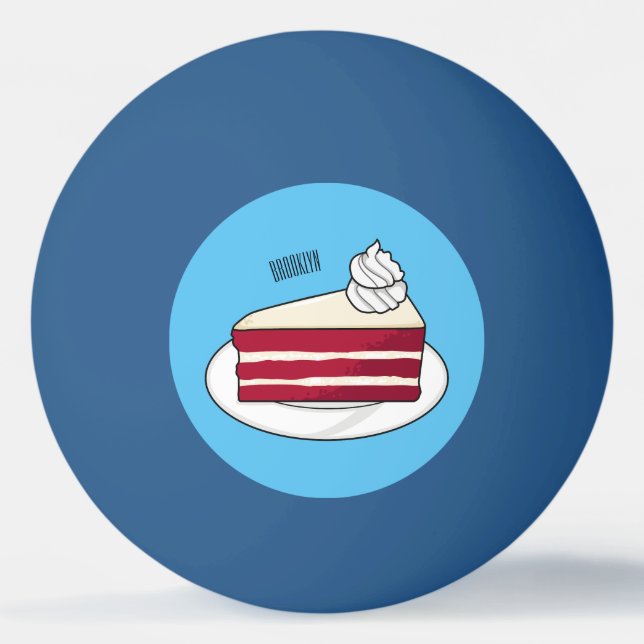 Red velvet cake cartoon illustration ping pong ball (Front)