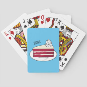 Red velvet cake cartoon illustration playing cards