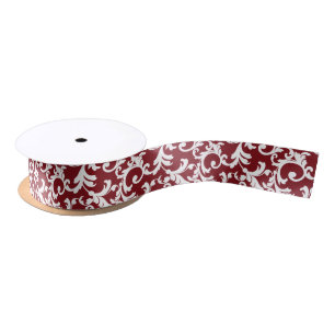 Red Velvet Cake Elegant Damask Print Satin Ribbon