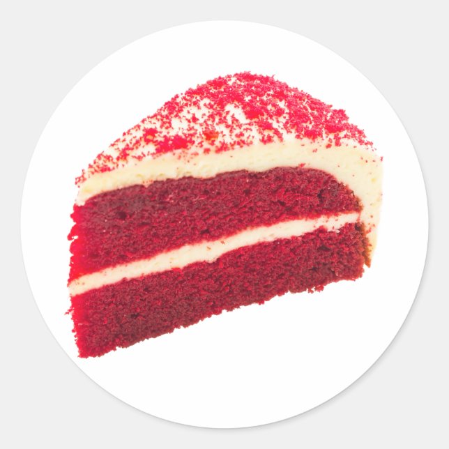 Red Velvet Cake Slice Classic Round Sticker (Front)