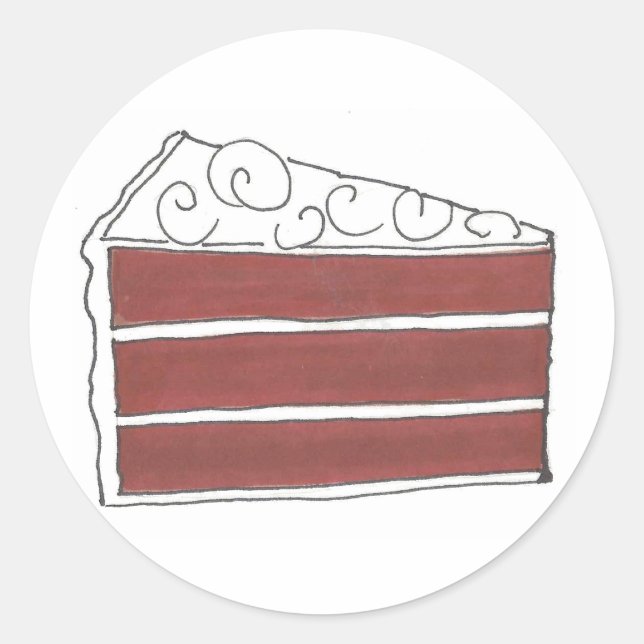 Red Velvet Cake Slice Dessert Food Foodie Stickers (Front)