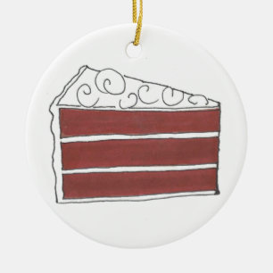 Red Velvet Cake Slice Soul Food Dessert Ceramic Ornament