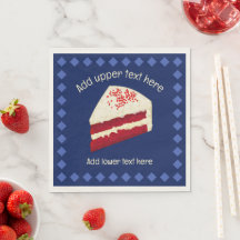 Red Velvet Cake Slices - Red & White on dark blue 