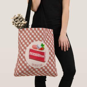 red velvet cake with strawberry cream cheese tote bag