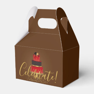 Red Velvet Celebrate Label | Chocolate Brown Favor Box