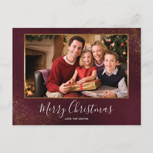 Red Velvet Christmas Photo Thank You Postcard (Front)