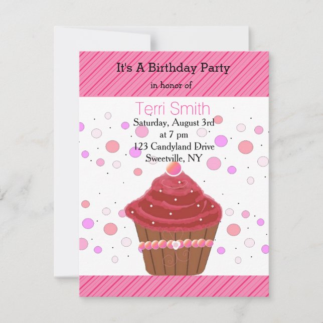 Red Velvet Cupcake Invitation (Front)