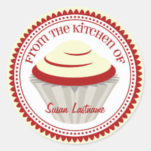 Red Velvet Cupcake Personalized Kitchen Label