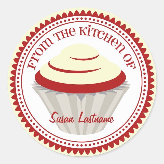 Red Velvet Cupcake Personalized Kitchen Label (Front)