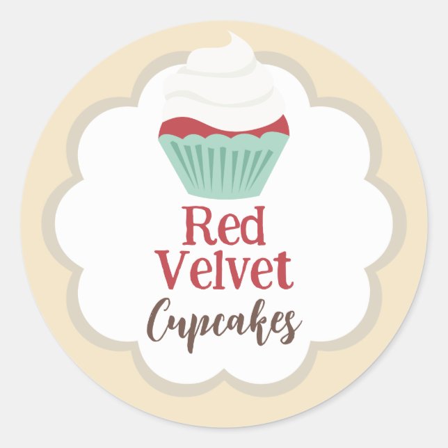 Red Velvet Cupcake Scallop Label (Front)