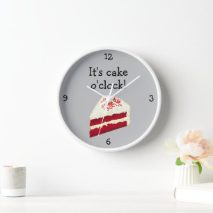 Red Velvet Flavor Sponge Cake O'Clock - Kitchen Clock