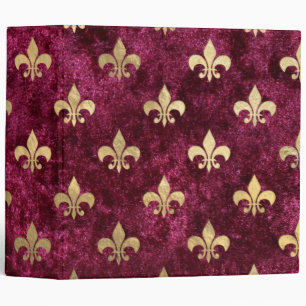 Red Velvet Fleur De Lis Mardi Gras Orleans Pattern Binder