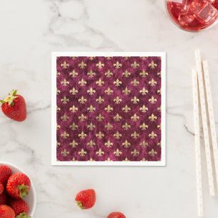 Red Velvet Fleur De Lis Mardi Gras Orleans Pattern Napkin