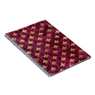 Red Velvet Fleur De Lis Mardi Gras Orleans Pattern Notebook