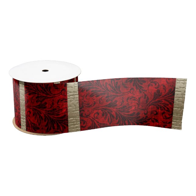 Red Velvet & Gold Ribbon Satin Ribbon (Spool)