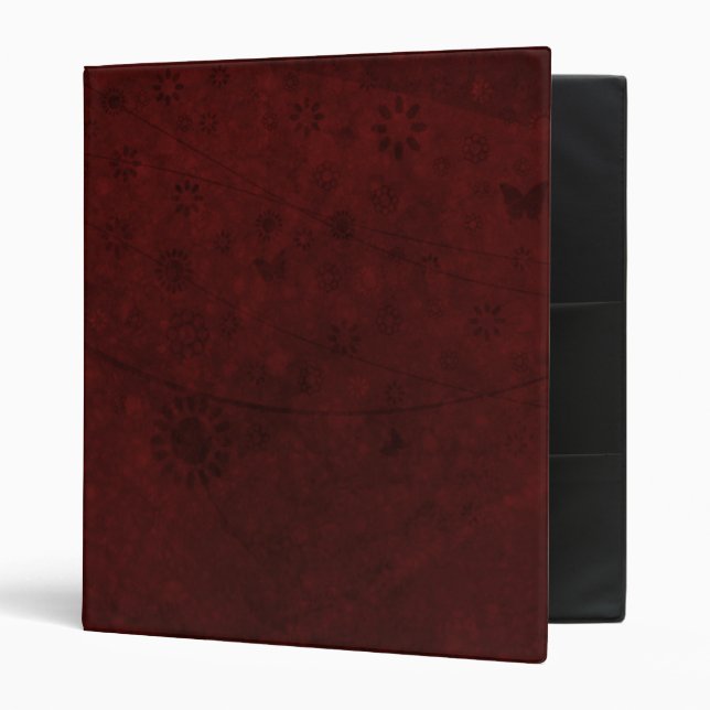 Red Velvet Retro Flowers and Butterflies Abstract Binder (Front/Inside)