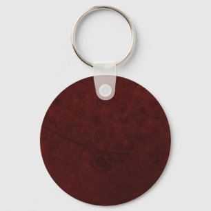 Red Velvet Retro Flowers and Butterflies Abstract Keychain