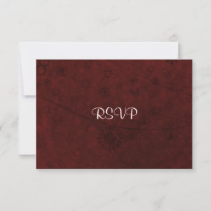 Red Velvet Retro Flowers and Butterflies Abstract RSVP Card