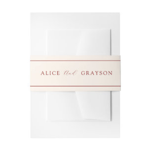 Red Velvet Script Classic Striped Wedding Invitation Belly Band