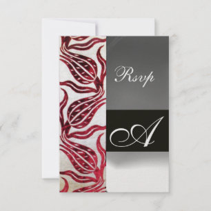 RED VELVET TULIPS MONOGRAM Burgundy White Ice RSVP Card