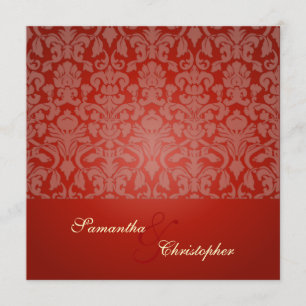 Red velvet victorian damask Wedding Invitations