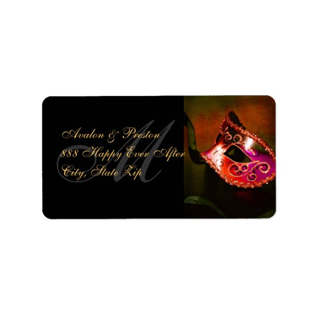 Red Venetian Masquerade Mask Address Label (Front)